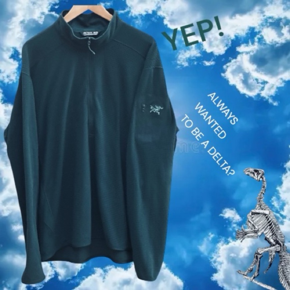 ARCTERYX DELTA LT MEN XXL 1/2 ZIP PULLOVER TEAL TONE ON TONE. P26/L31 ARM POCKET - Picture 11 of 11